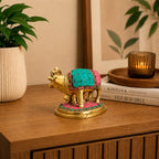 Brass Stone Work Kamdhenu Cow Idol (2.5 Inch) Vedansh Craft