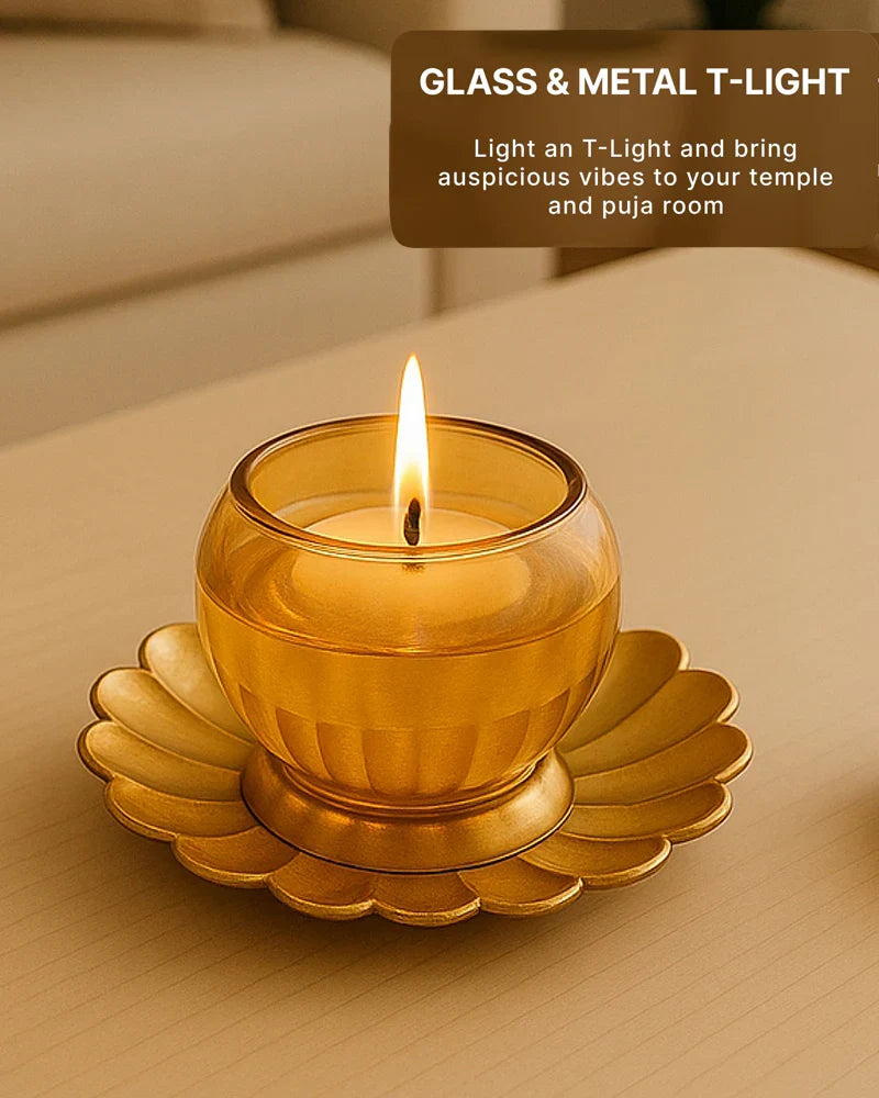 Decorative Tea Light Diya Candle Holder for Pooja, Aarti & Home Decoration