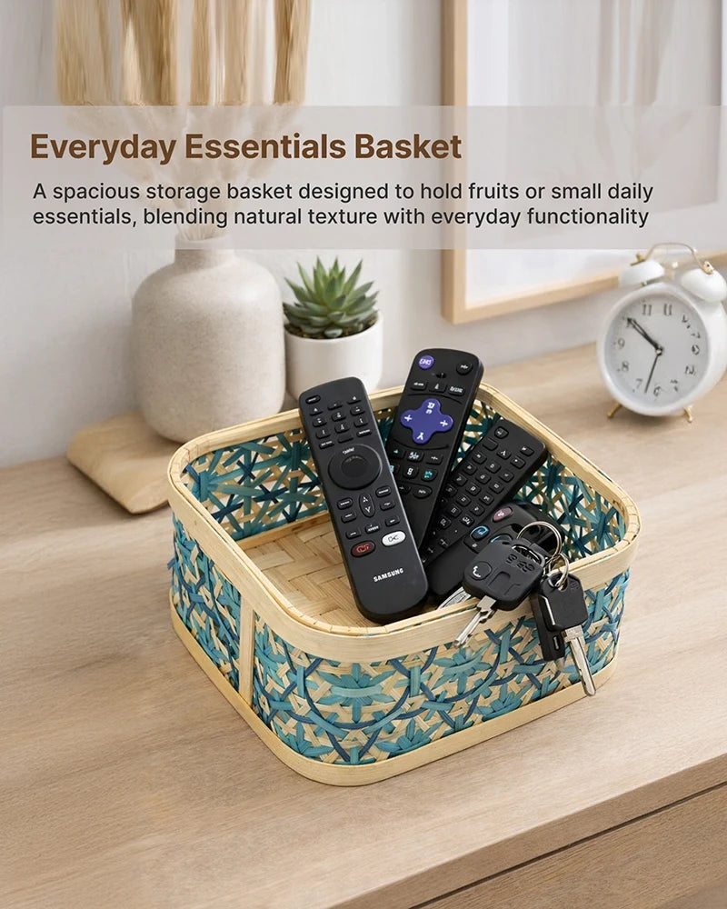 Bamboo Storage Basket Multipurpose Home Organizer