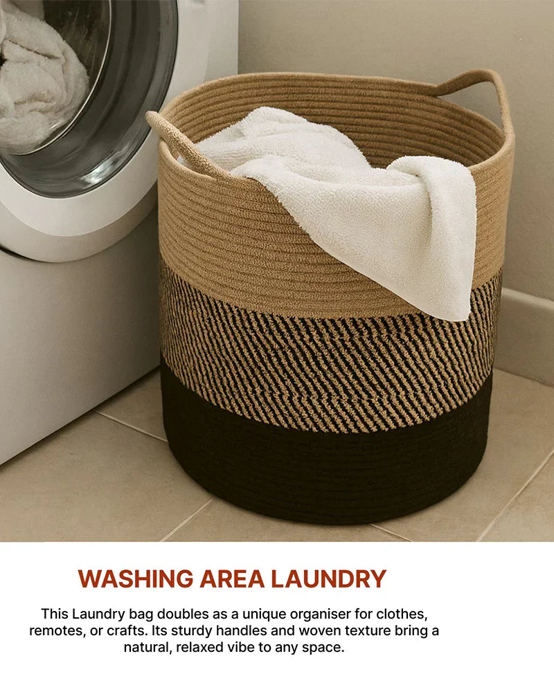 Jute Laundry Basket for Clothes and Toy Storage, Jute Storage Basket and Laundry Bag