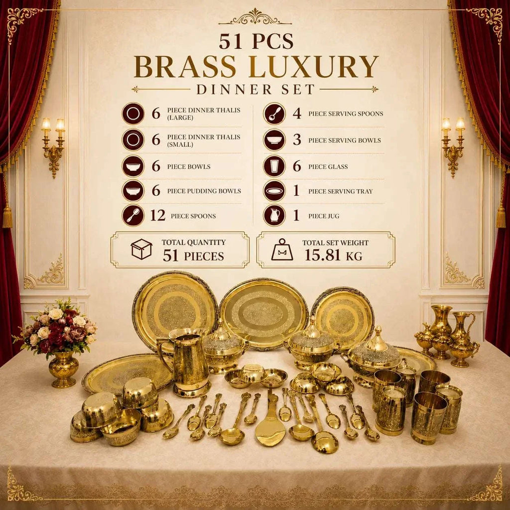 Brass Luxury Dinner Serving Set Vedansh Craft