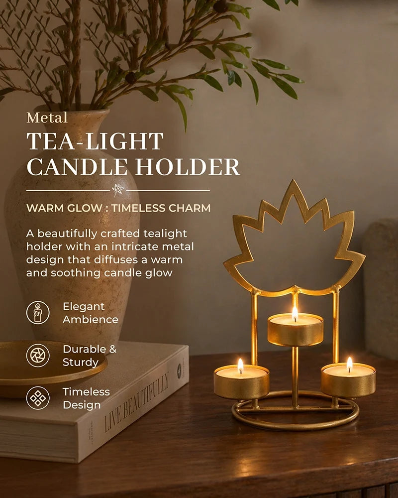 Lotus Shaped Metal Candle Holder Lights for Home Decor