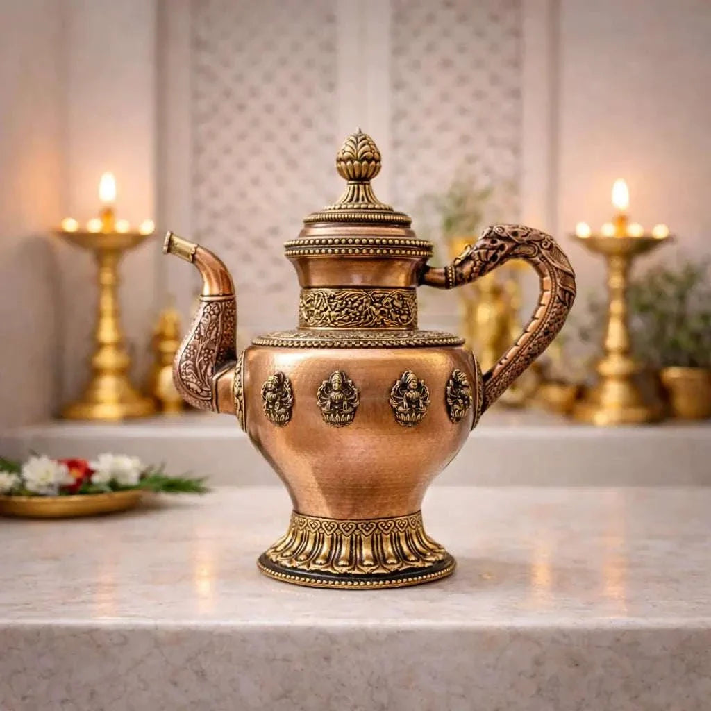 Copper Traditional Ashtalakshmi Kettle Pot (14.5 Inch) Vedansh Craft
