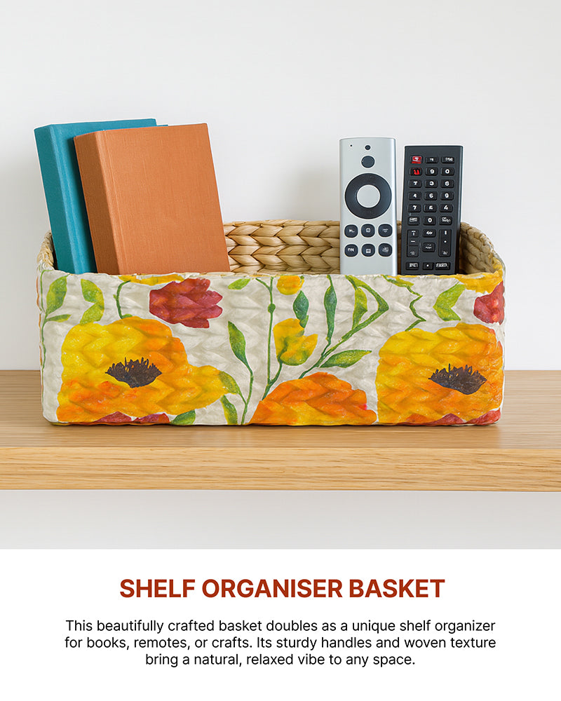 Seagrass Study Table Organizer and Desk Basket for Office, Wardrobe, and Home Use