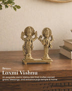 Brass Lakshmi Vishnu Standing Idol for Pooja & Home Décor