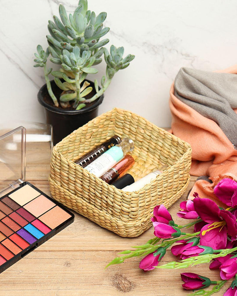Seagrass Storage Box for Closet & Desk Organization