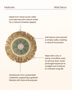 Decorative Raffia Wall Circle for Entryway or Workspace