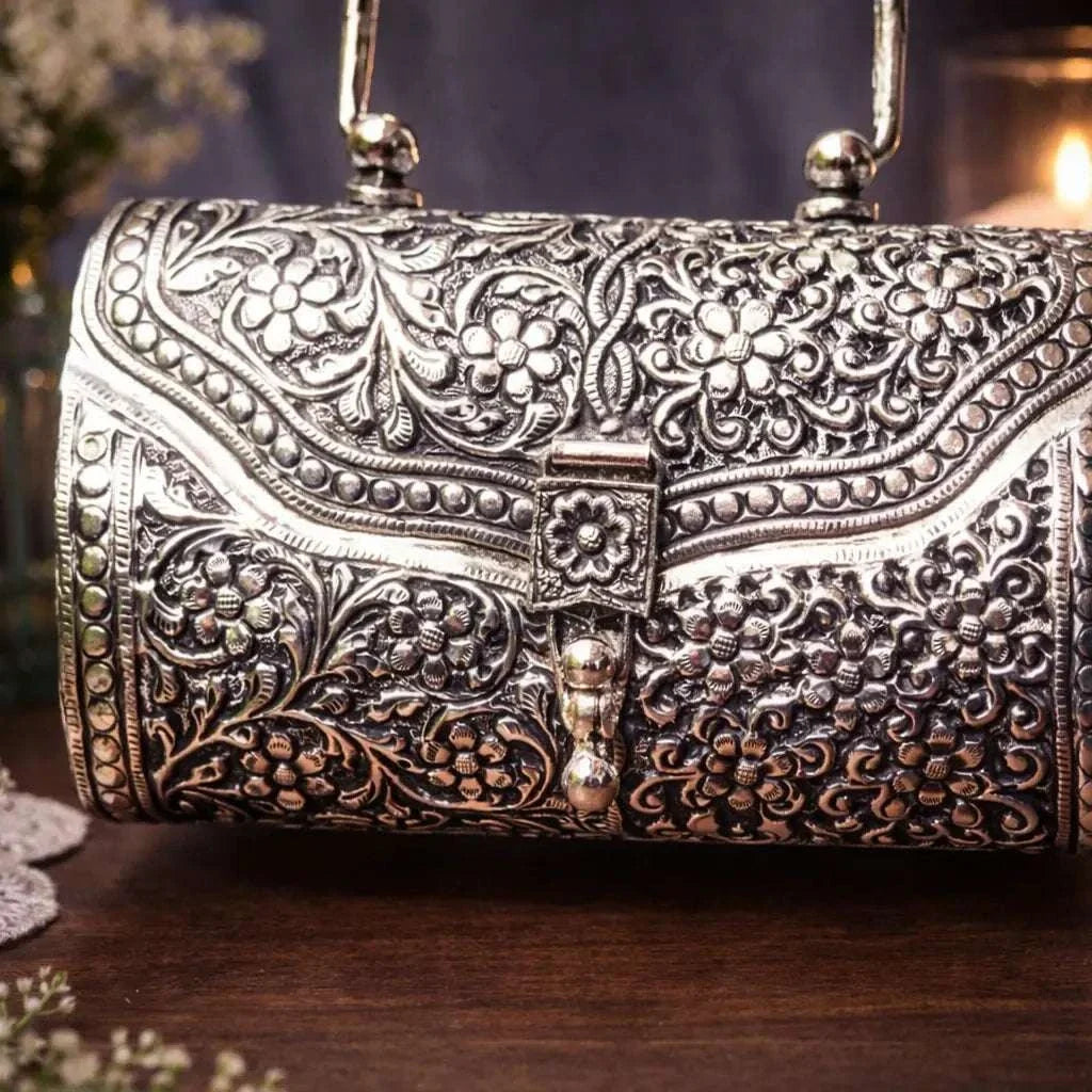 Brass Silver Plated Purse / Clutch bag (8.5 Inch) Vedansh Craft