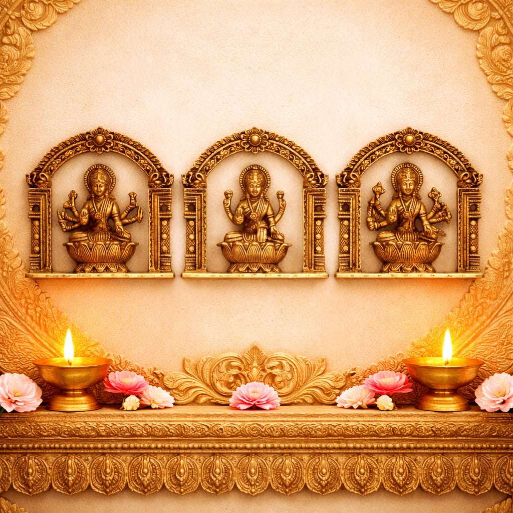 Brass Ashtalakshmi Wall Hanging Plates Set (5.5 Inch) Vedansh Craft