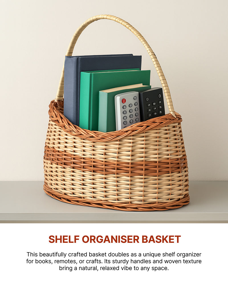 Handwoven Wicker Fruit Basket & Storage Organizer for Kitchen & Home Use