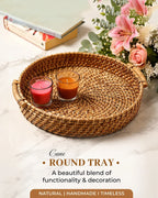 Multipurpose Rattan Tray for Serving Snacks, Drinks, and Stylish Home Decor