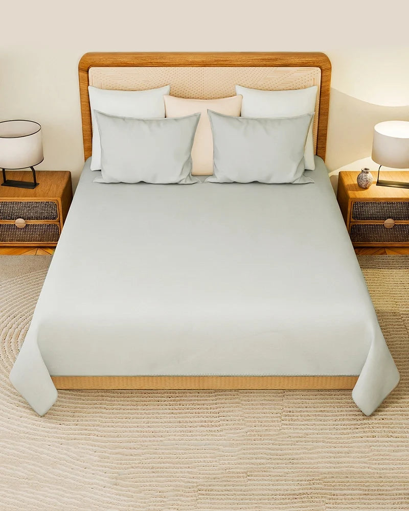 Grey King Size Cotton Bedsheet 300 Thread Count with 2 Pillow Covers