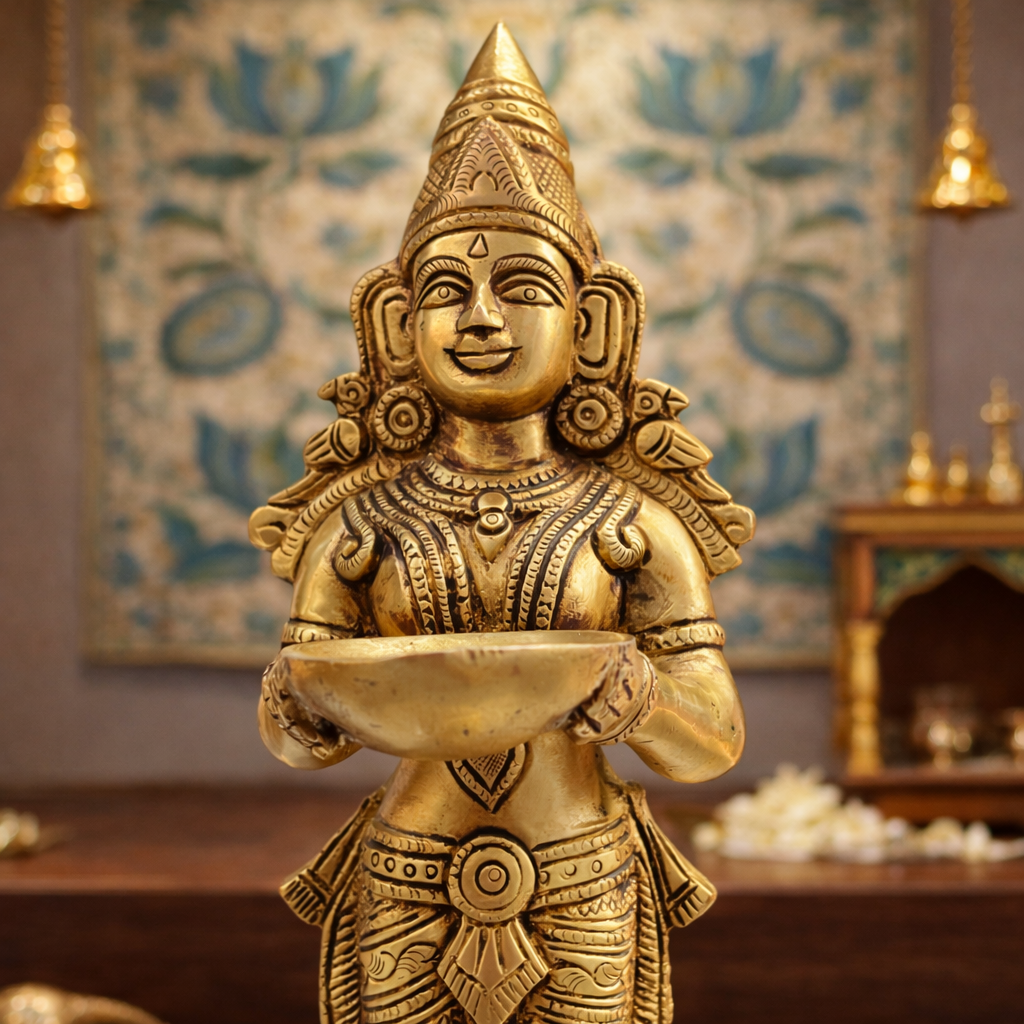 Brass Deep Lakshmi Standing Idol (12.5 Inch) Vedansh Craft