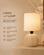 Artisan Linen Shade Table Lamp with Sleek Metal Base Warm Glow