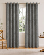 Velvet Eyelet Door Curtain (Grey, Textured, 7 ft)