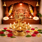 Brass Peacock Eight Petal Diya (5.5 Inch) Vedansh Craft
