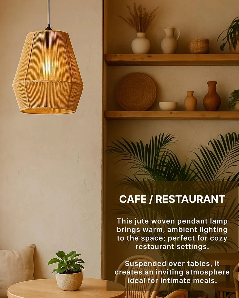 Jute Rope Pendant Lamp for Home Decor and Hall
