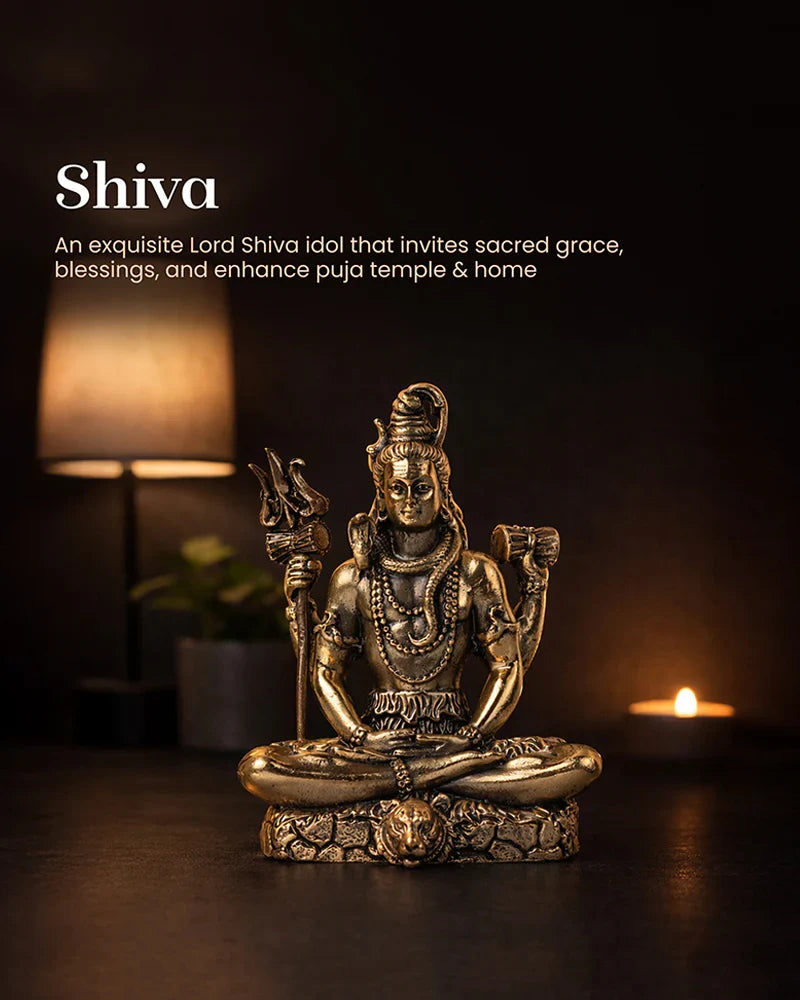 Pure Brass Lord Shiva Idol for Home Temple and Pooja Room
