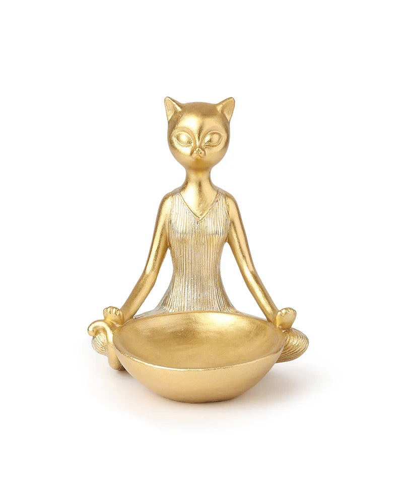 Polypropylene Yoga Cat Showpiece for Home Decor and Living Room