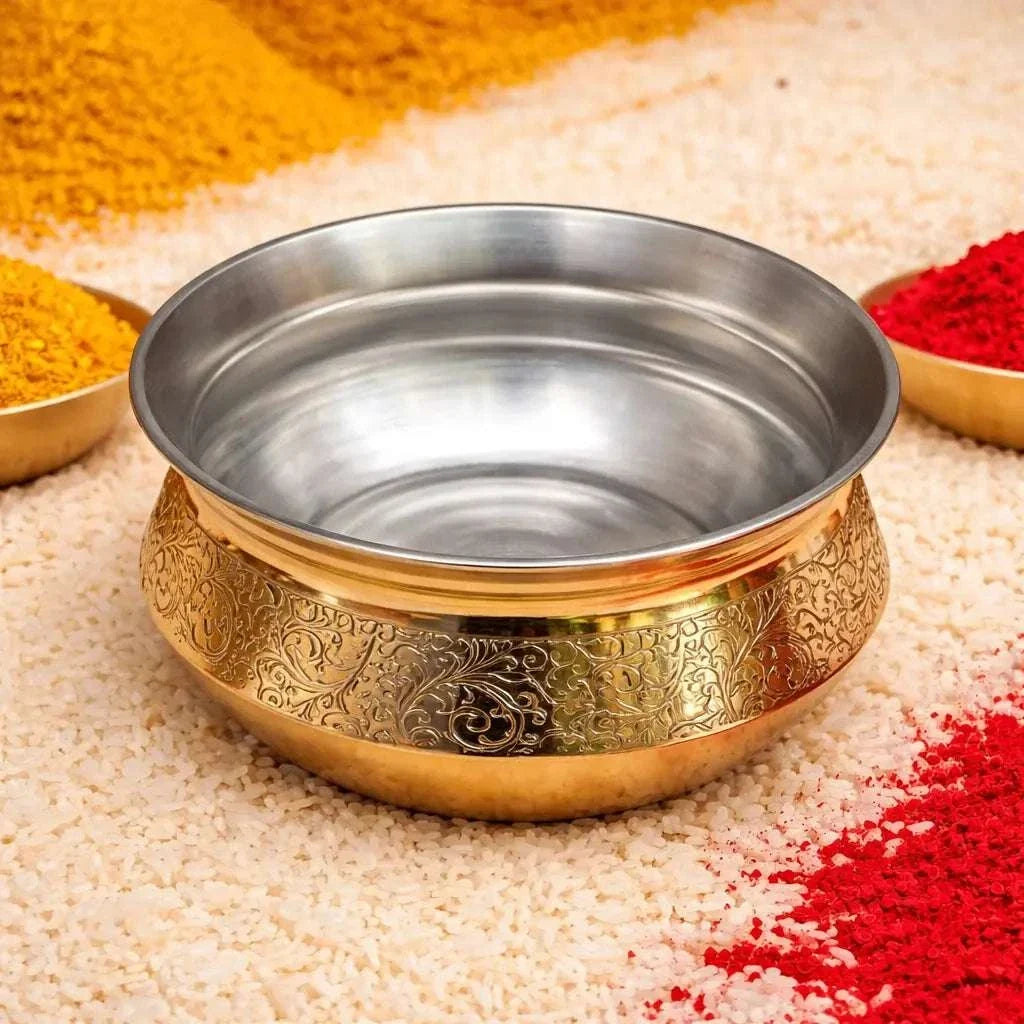 Brass Royal Handi For Serving (3 Inch) Vedansh Craft