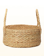 Handwoven Seagrass Round Gift Hamper Basket for Elegant Home Storage and Gifting