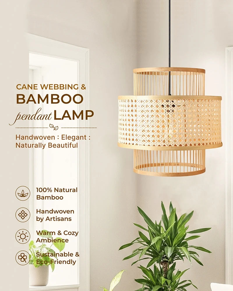 Decorative Bamboo Hanging Lamp for Bedroom and Study Room