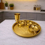 Brass Floral Design Thali/Dinner Set (1.15 Kg) Vedansh Craft