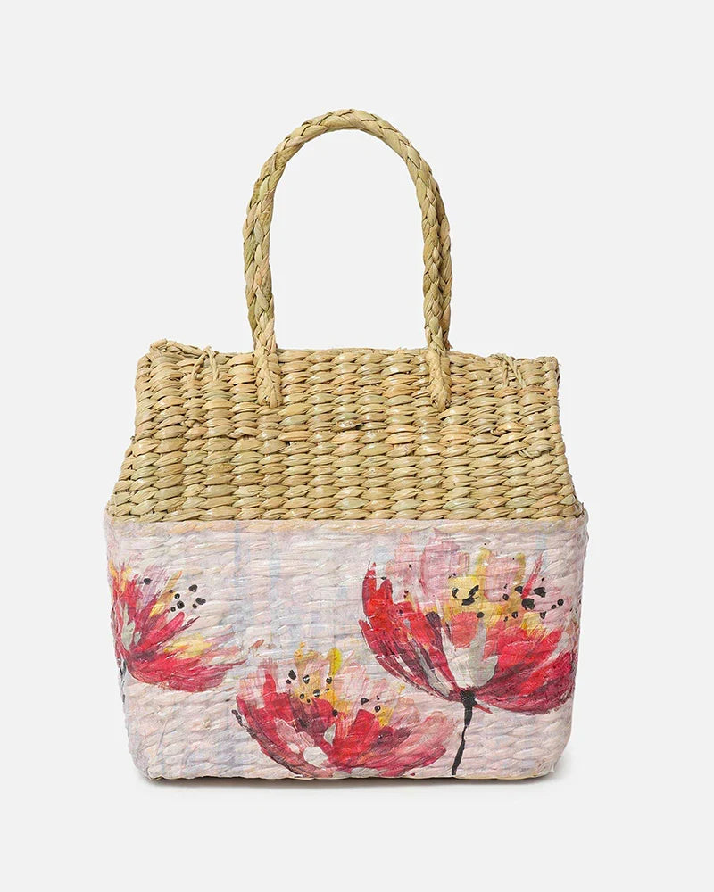 Natural Seagrass Outdoor Food Basket for Picnic, Travel & Meal Storage