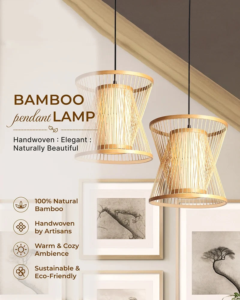 Natural Bamboo Ceiling Lamp for Dining Space and Home