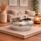 German Silver Storage Container/Supari Box With Lid (3.5 Inch) Vedansh Craft
