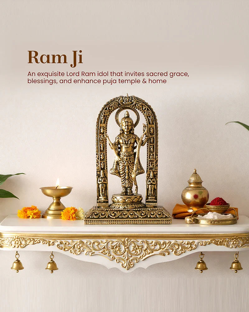 Pure Brass Ram Lala Idol for Home Pooja and Temple Decoration