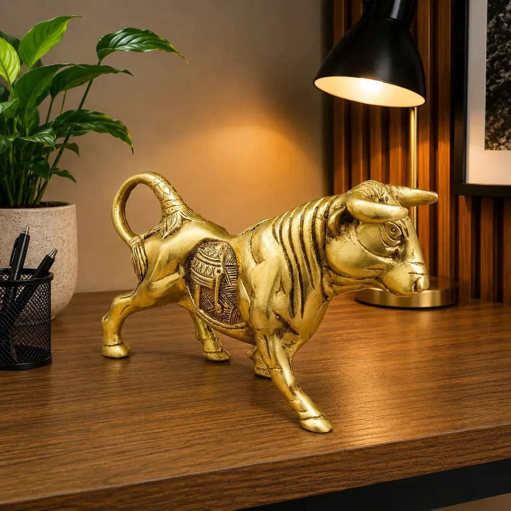 Brass Decorative Bull Statue (5 Inch) Vedansh Craft