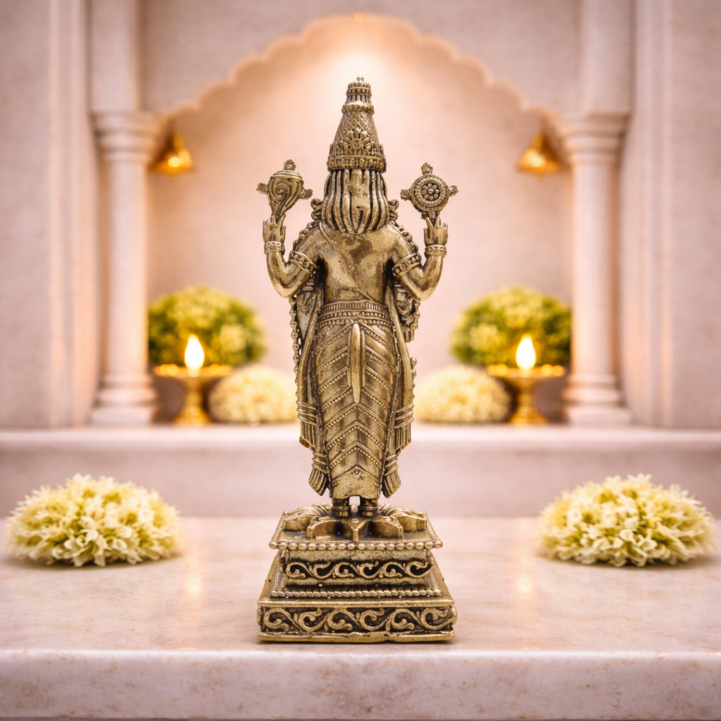 Brass Tirupati Balaji/Venkateshwar Standing Lightweight Statue (6 Inch) Vedansh Craft