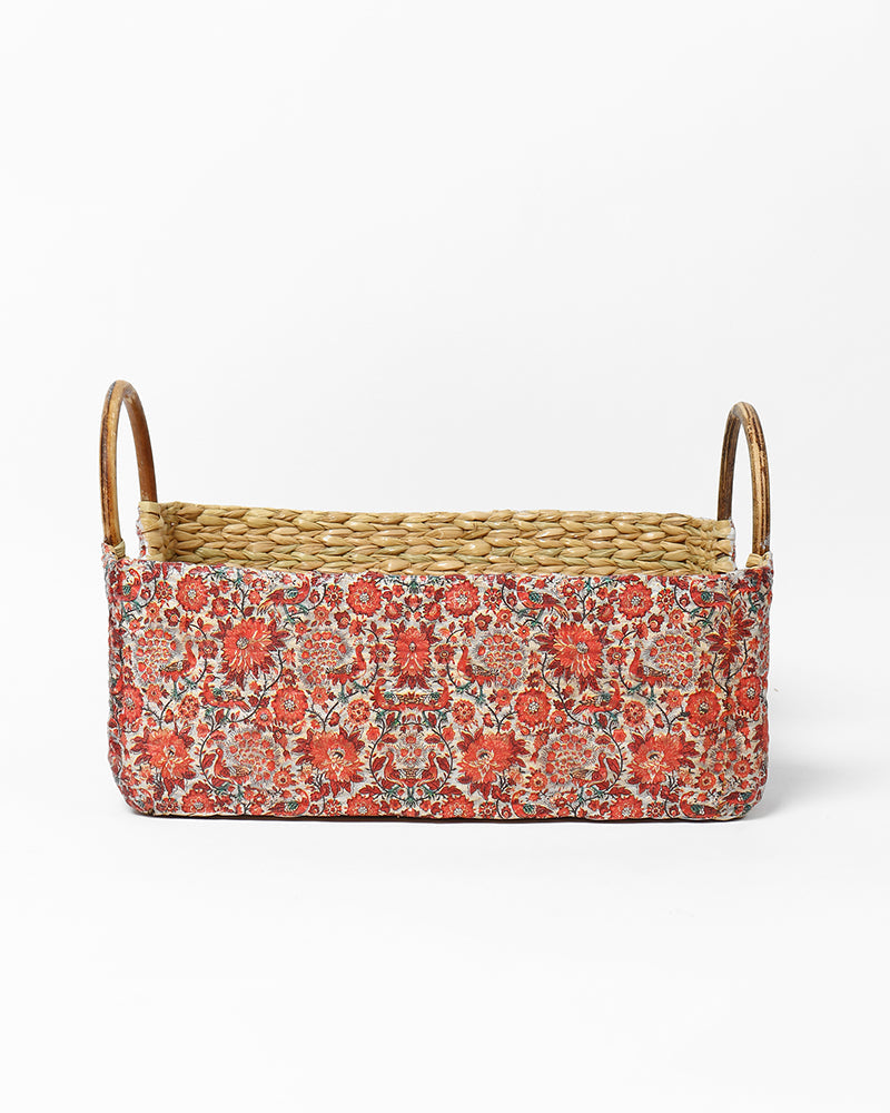 Seagrass Hamper Basket with Cane Handles for Fruits and Home Storage Organization