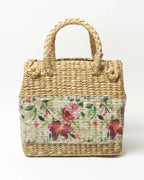 Handmade Seagrass Picnic Basket with Lid for Outdoor Dining & Travel Use