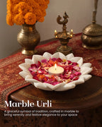 Premium Marble Urli Bowl for Home Decoration, Meditation, and Pooja Needs