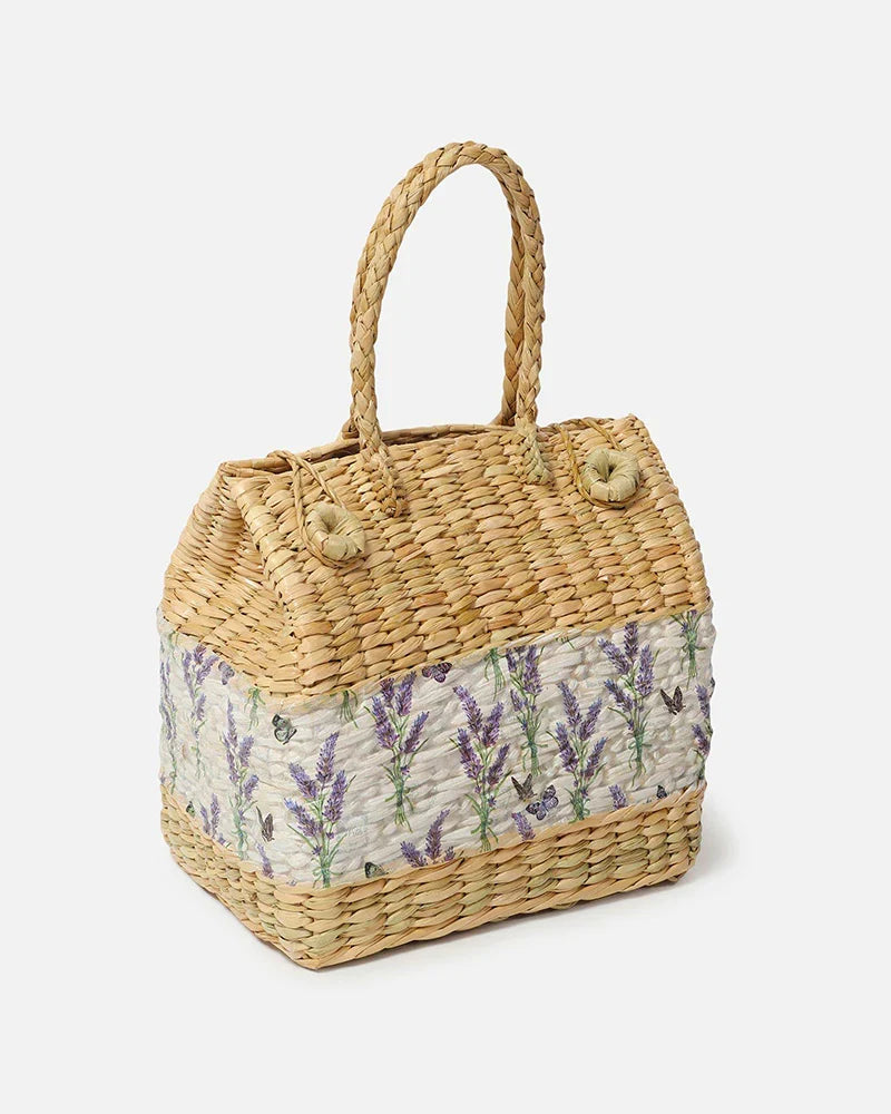 Seagrass Lunch & Picnic Basket Handmade for Beach, Park & Garden Use
