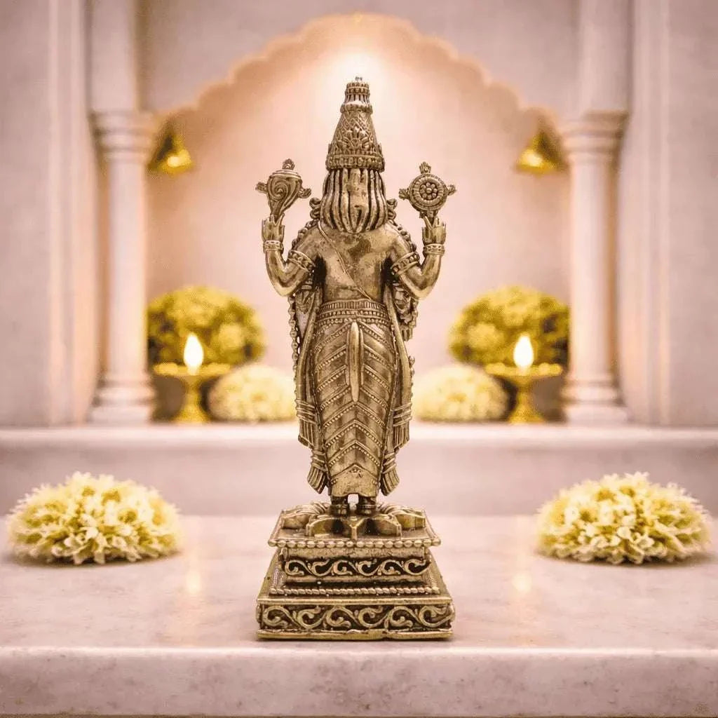Brass Tirupati Balaji/Venkateshwar Standing Lightweight Statue (6 Inch) Vedansh Craft