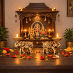 Brass Lightweight Elephant Standing Diya Pair Vedansh Craft