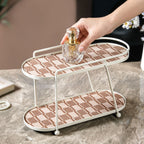 2 Tier Vanity Storage Display Tray White Brown Nestasia