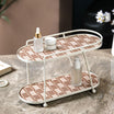 2 Tier Vanity Storage Display Tray White Brown Nestasia