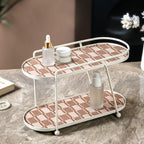 2 Tier Vanity Storage Display Tray White Brown Nestasia