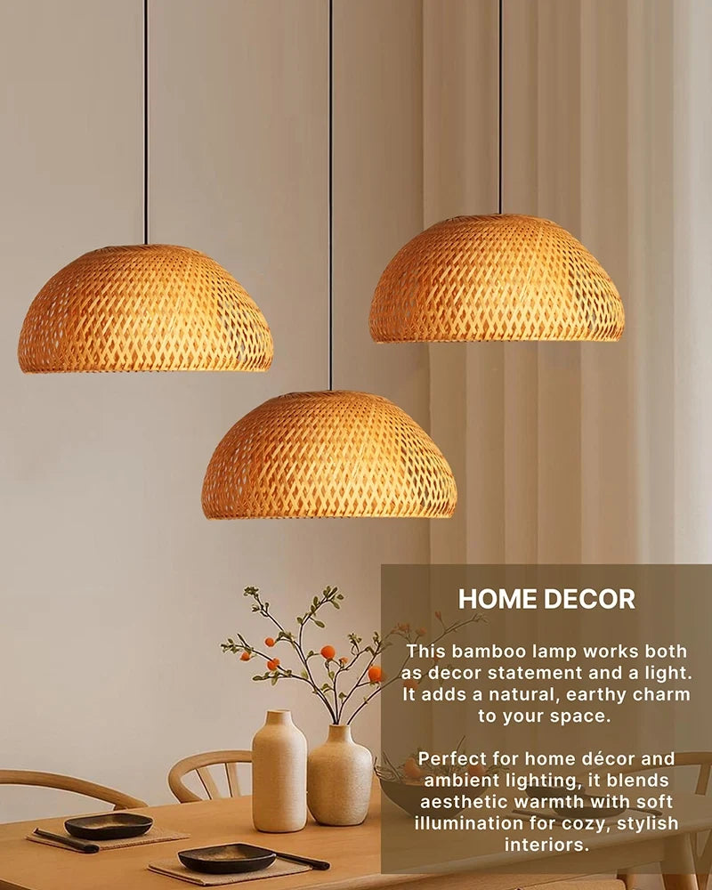 Natural Bamboo Pendant Lamp for Bedroom and Living Room