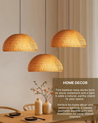 Natural Bamboo Pendant Lamp for Bedroom and Living Room