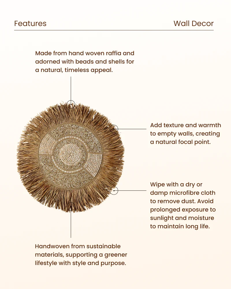 Earthy Raffia Wall Decor Piece for Sofa Backdrop Styling