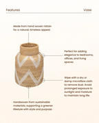 Handcrafted Rattan Decorative Vase for Tabletop and Shelf Styling