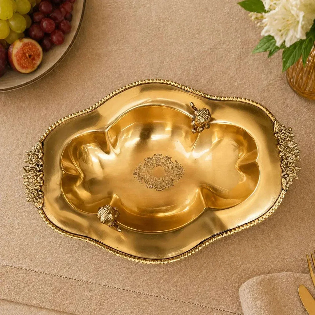 Brass Oval Decorative Dish Bowl / Platter Vedansh Craft