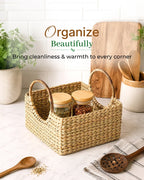Handcrafted Cane Handle Seagrass Fruit Hamper Basket for Home Storage and Gifting