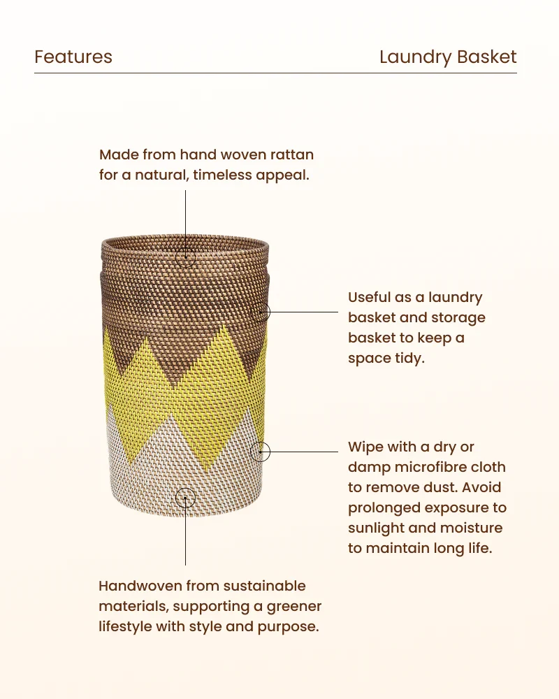 Spacious Rattan Laundry Hamper for Bathroom and Bedroom