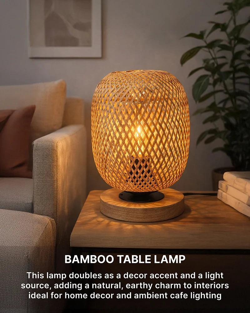 Bamboo Table Lamp for Dining Space and Home Decoration